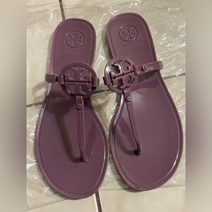 Tory Burch Mini Miller Women's Flat Thong Jelly Sandals - Purple US Size 6